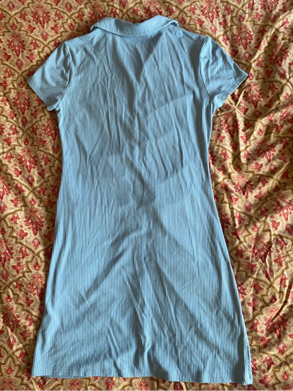Love Tree Light Blue Button-Front Ruched Collared Women’s Dress size Large - Picture 4 of 4